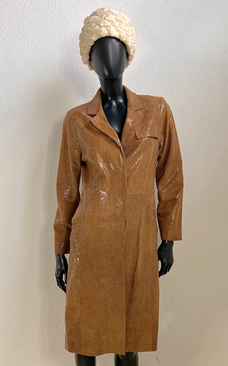 Vintage Shiny Real Leather Coat