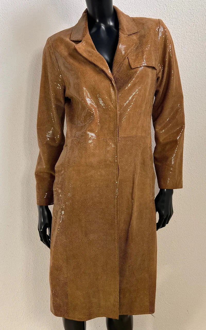 Vintage Shiny Real Leather Coat