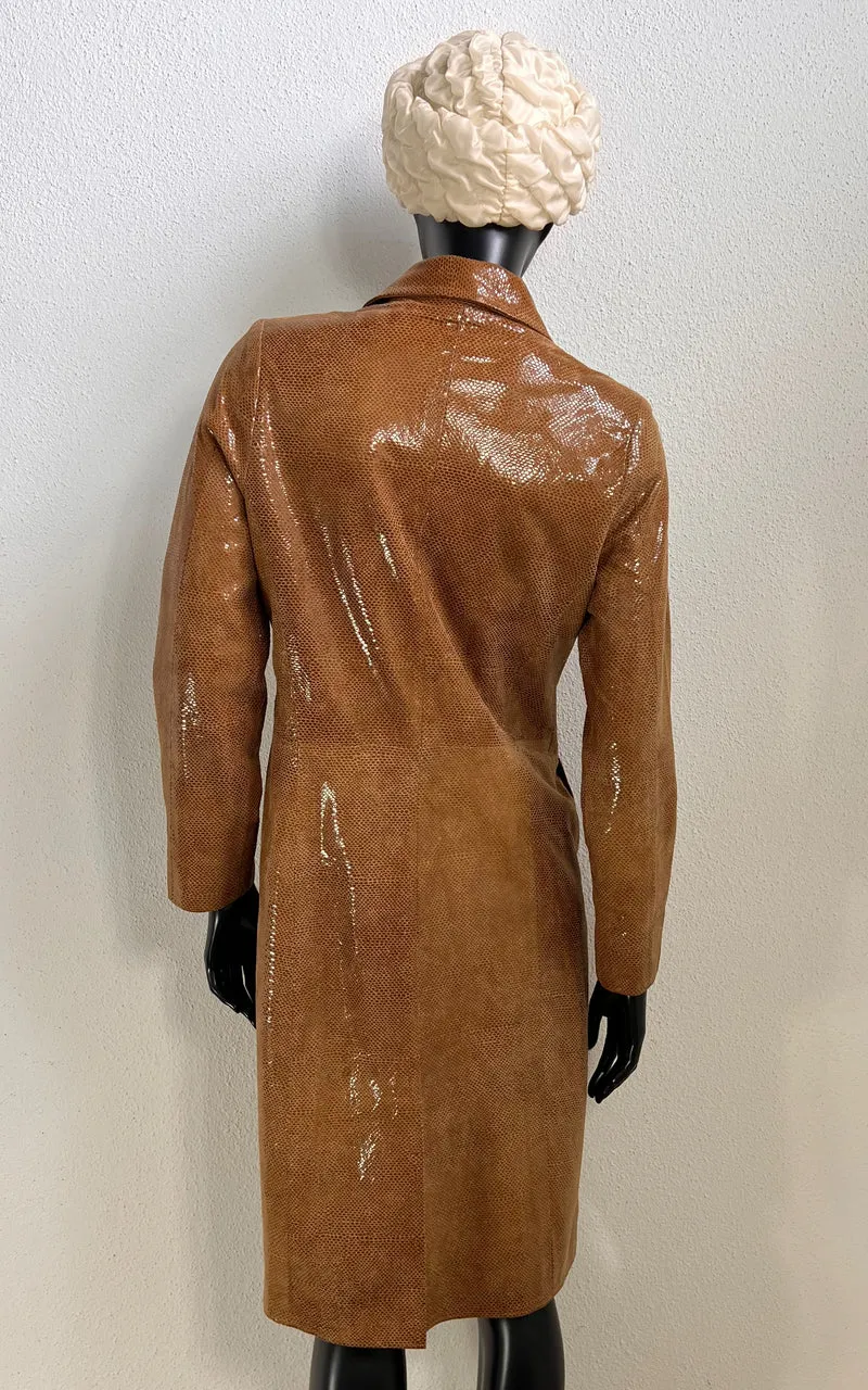 Vintage Shiny Real Leather Coat