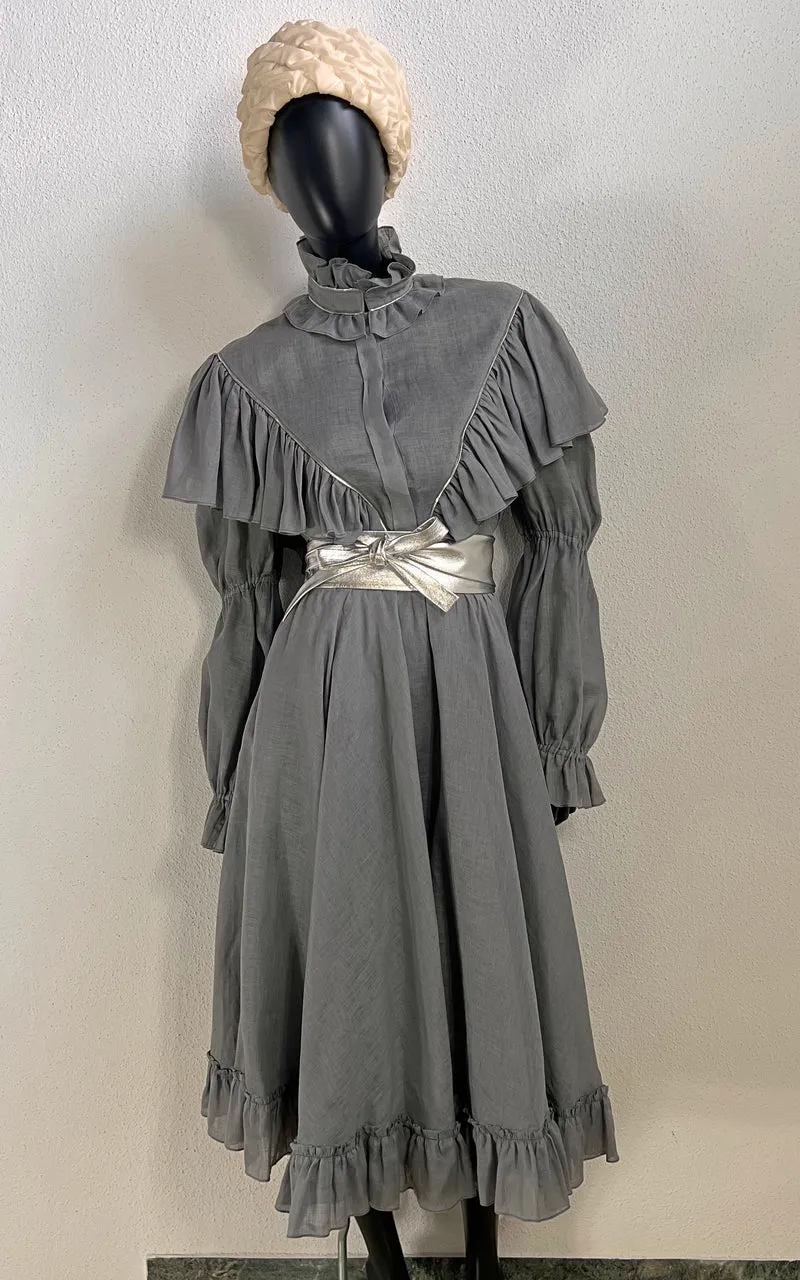 Vintage 80s Jil Sander Linen Ruffle Costume