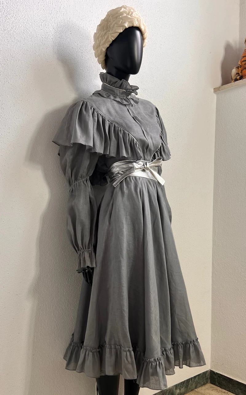 Vintage 80s Jil Sander Linen Ruffle Costume