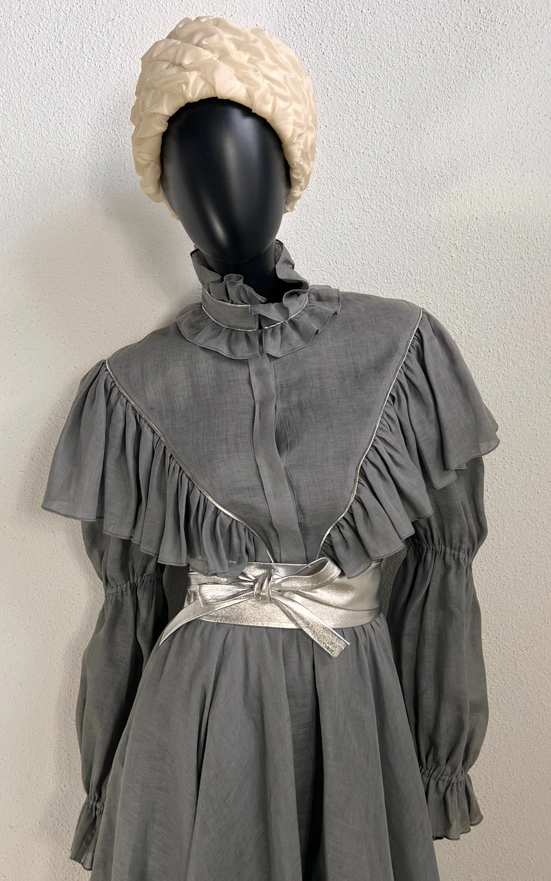 Vintage 80s Jil Sander Linen Ruffle Costume
