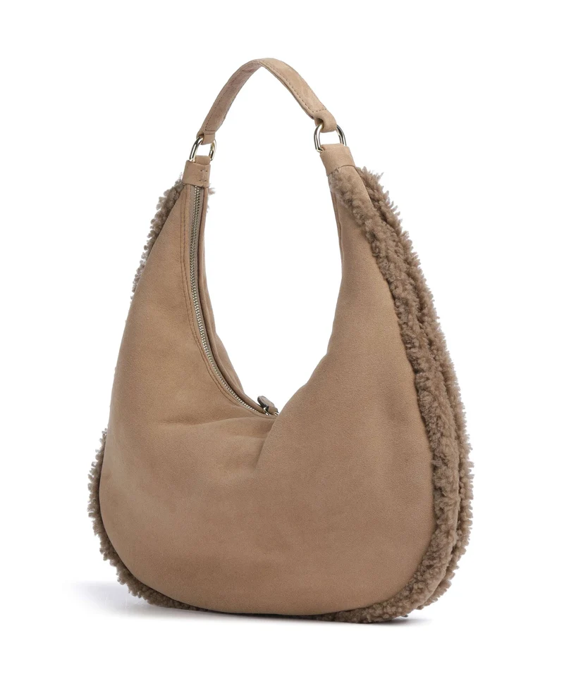 Abro Shearling Nana Small Beuteltasche cappuccino