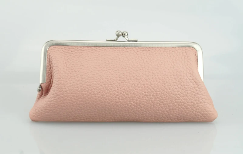 Clipbörse, Leder Geldbörse "Emma" in rosa, Damen Portemonnaie, Geldbeutel