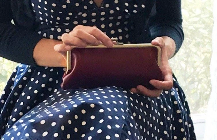 Damen Geldbörse, Clipbörse "Lea" in dunkelrot, Leder Portemonnaie, Leder Geldbeutel