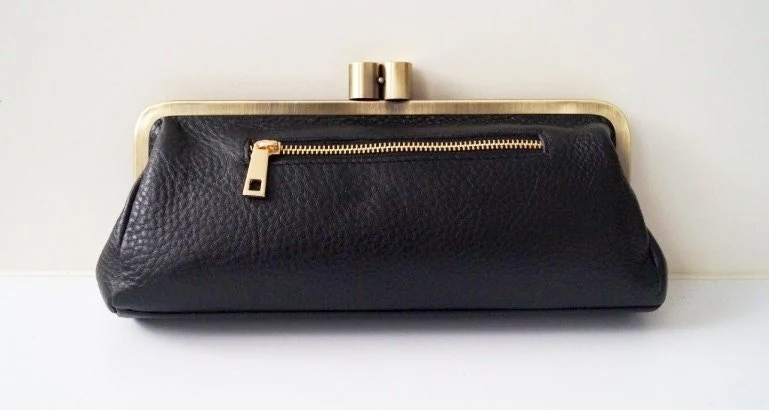 Leder Handtasche / Clutch Victoria in schwarz, Vintage Damen Tasche, Ledertasche, Henkeltasche, Handtasche, Schultertasche, echt leder