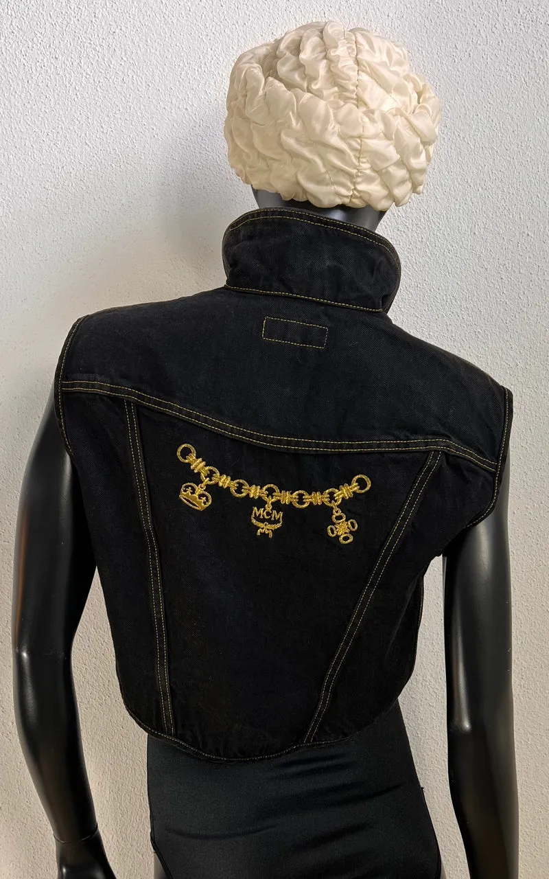 Vintage MCM Embellished Denim Vest