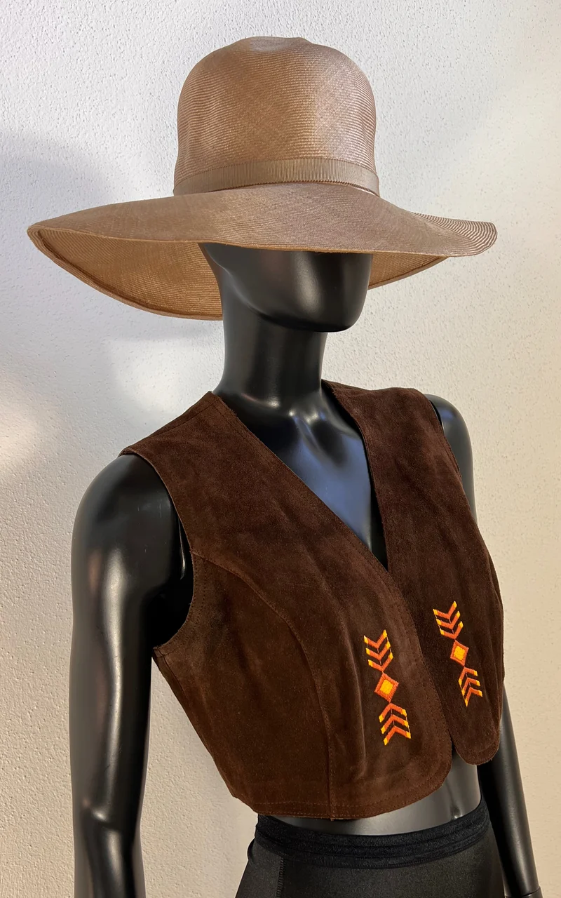 Vintage 70s Betty Barclay Leather Waistcoat