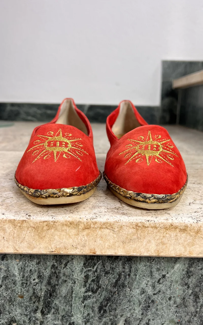 Vintage Bally Sun Motif Wedge Loafers 41