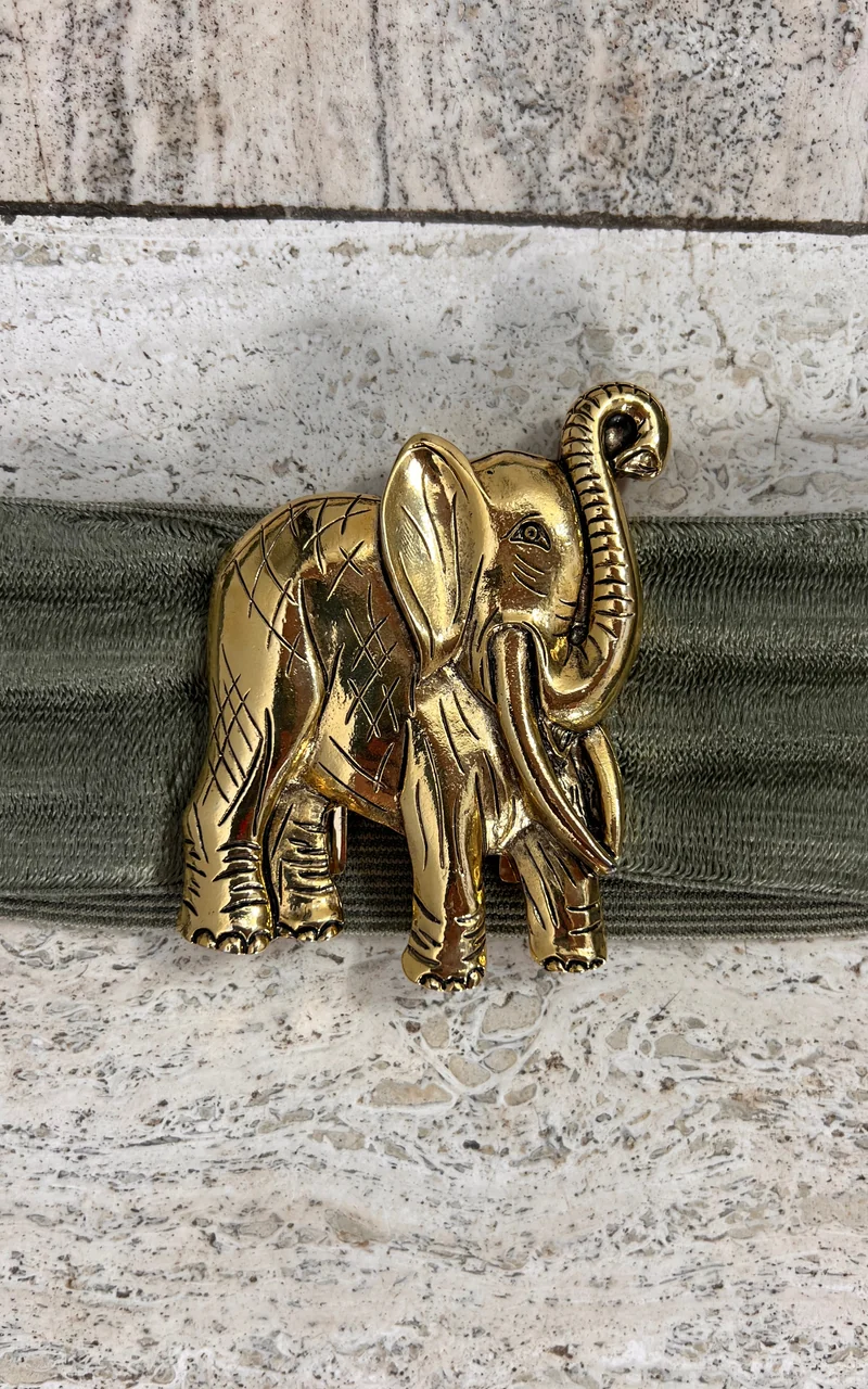 Vintage Sage Elephant Elastic Belt