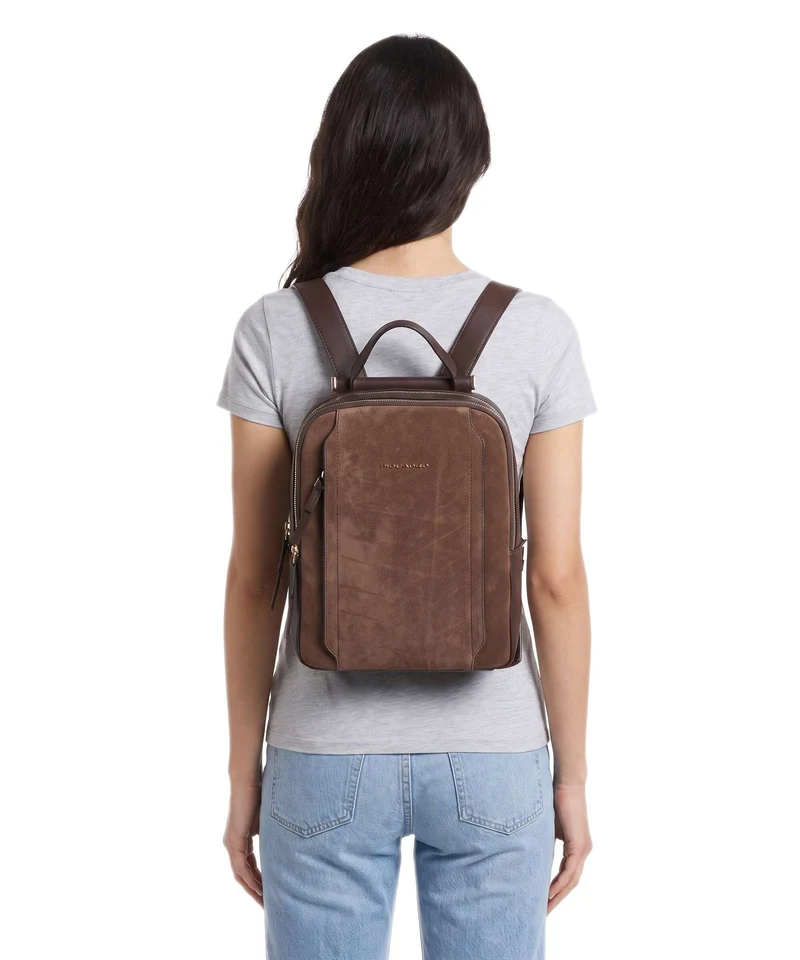 Piquadro W92T Rucksack suede dark brown