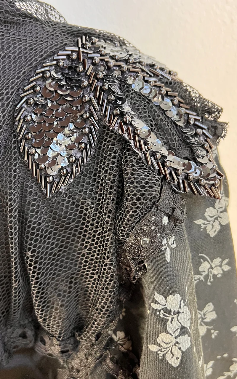 Vintage 80s Black Romantic Tulle Blouse