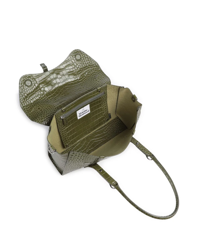 Vivienne Westwood Bettina Embossed Croc Medium Shopper khaki