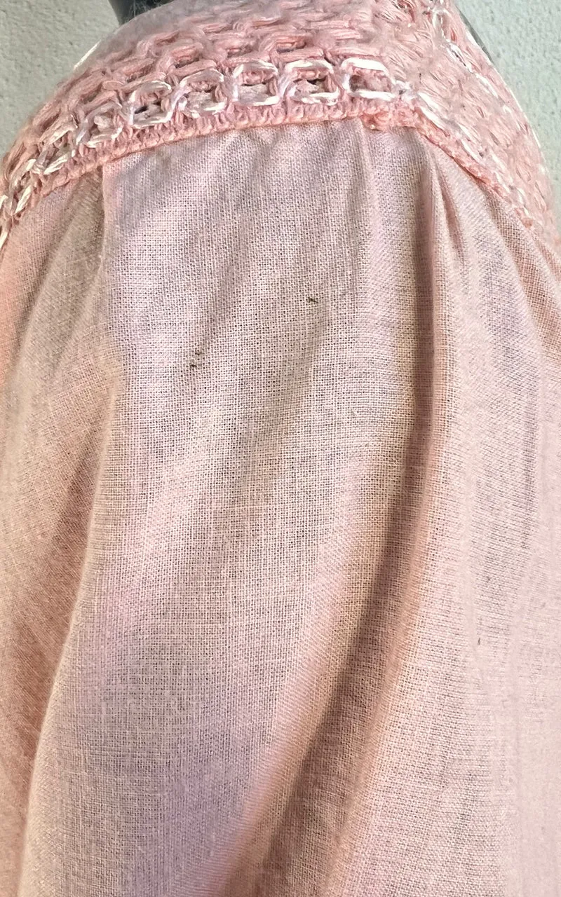 Vintage 70s Crochet Cotton Gauze Dress