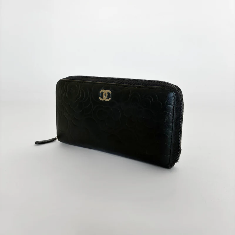 Chanel Camelia Geldbörse Groß Lammleder