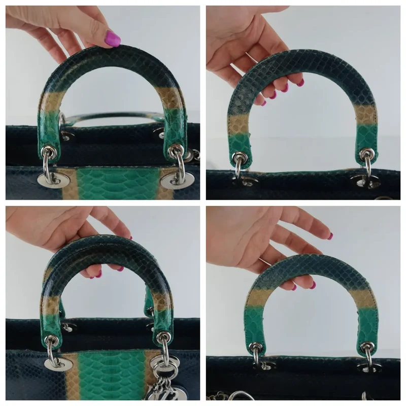 Dior Blue Python Lady Dior Large Shoulder Bag