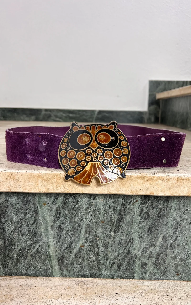Vintage 70s Purple Owl Belt