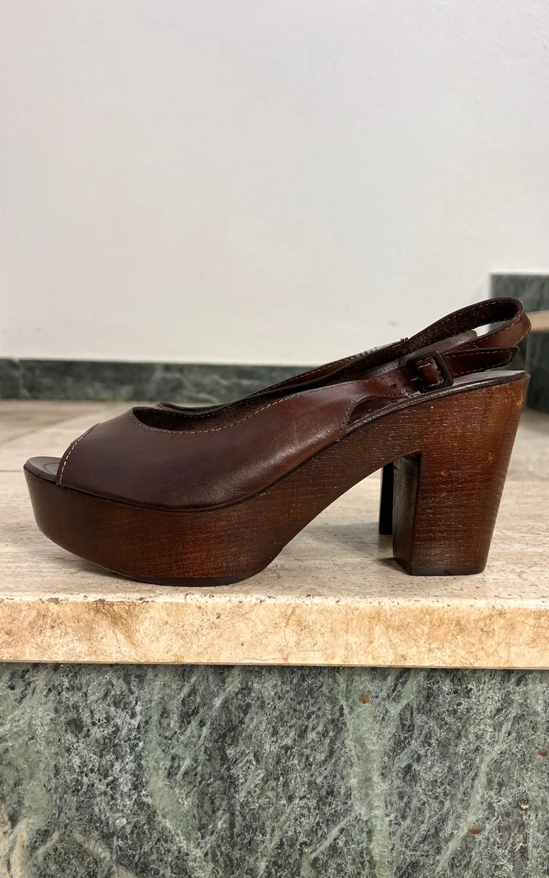 Deadstock Brown Mary Jane Clogs 40