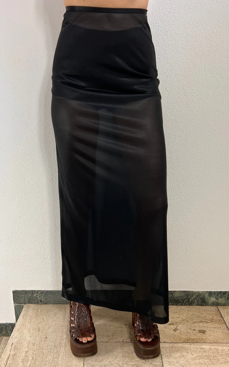 Vintage 90s Strenesse Sheer Maxi Skirt and Hot Pants Set