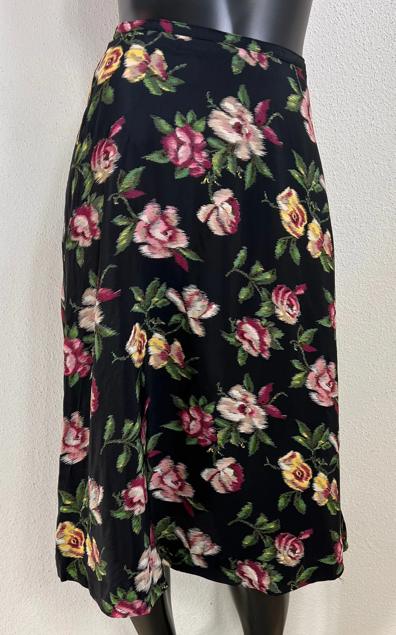 Vintage 40s Flower Silk Skirt