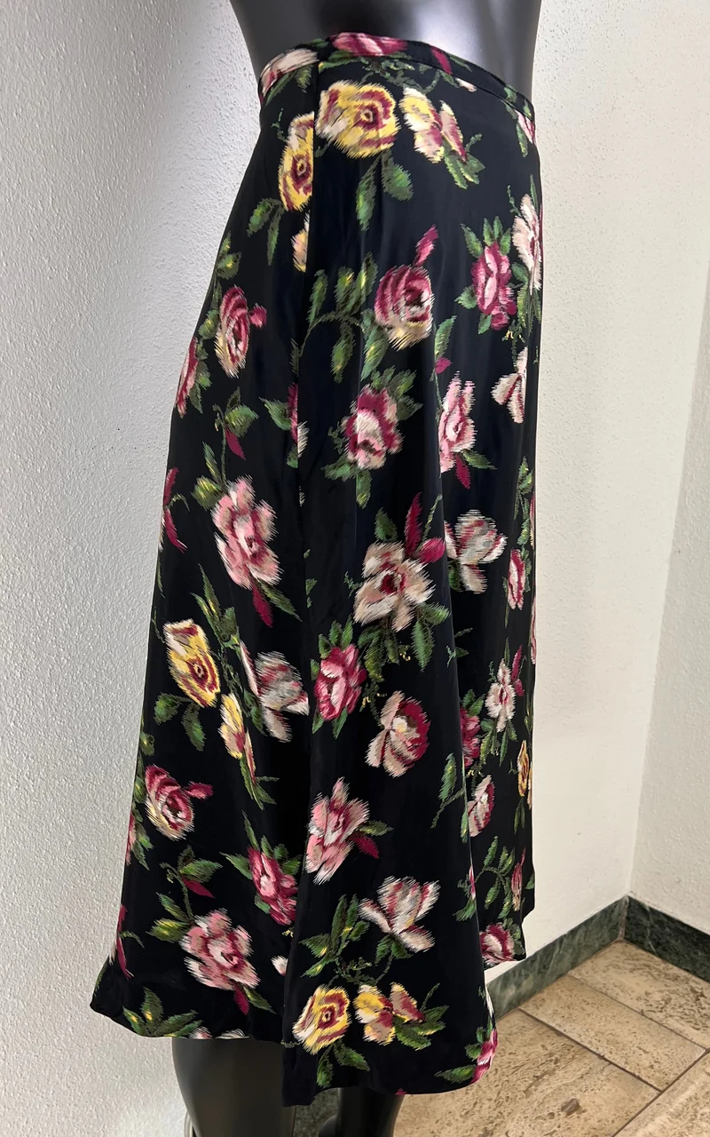 Vintage 40s Flower Silk Skirt