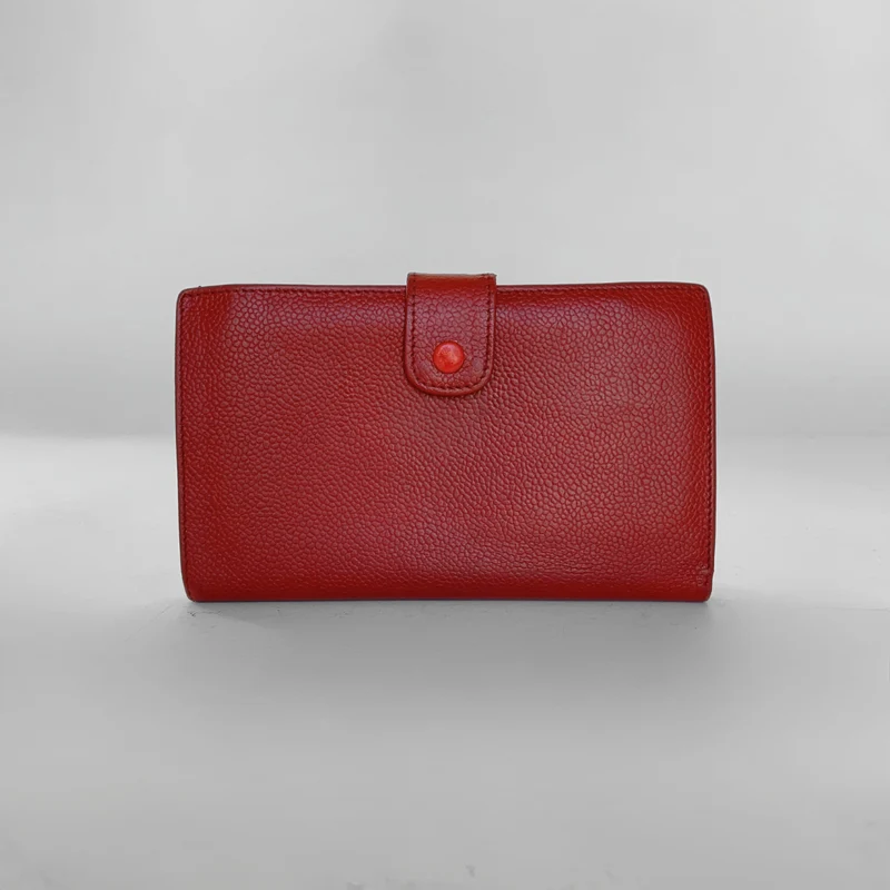 Chanel Caviar CC French Long Wallet in Rot