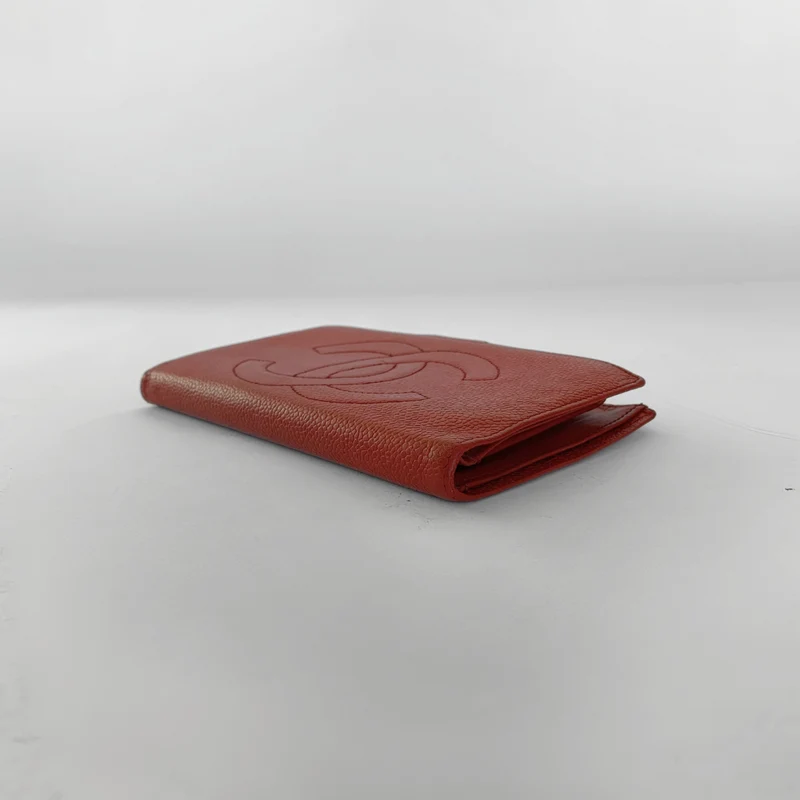 Chanel Caviar CC French Long Wallet in Rot