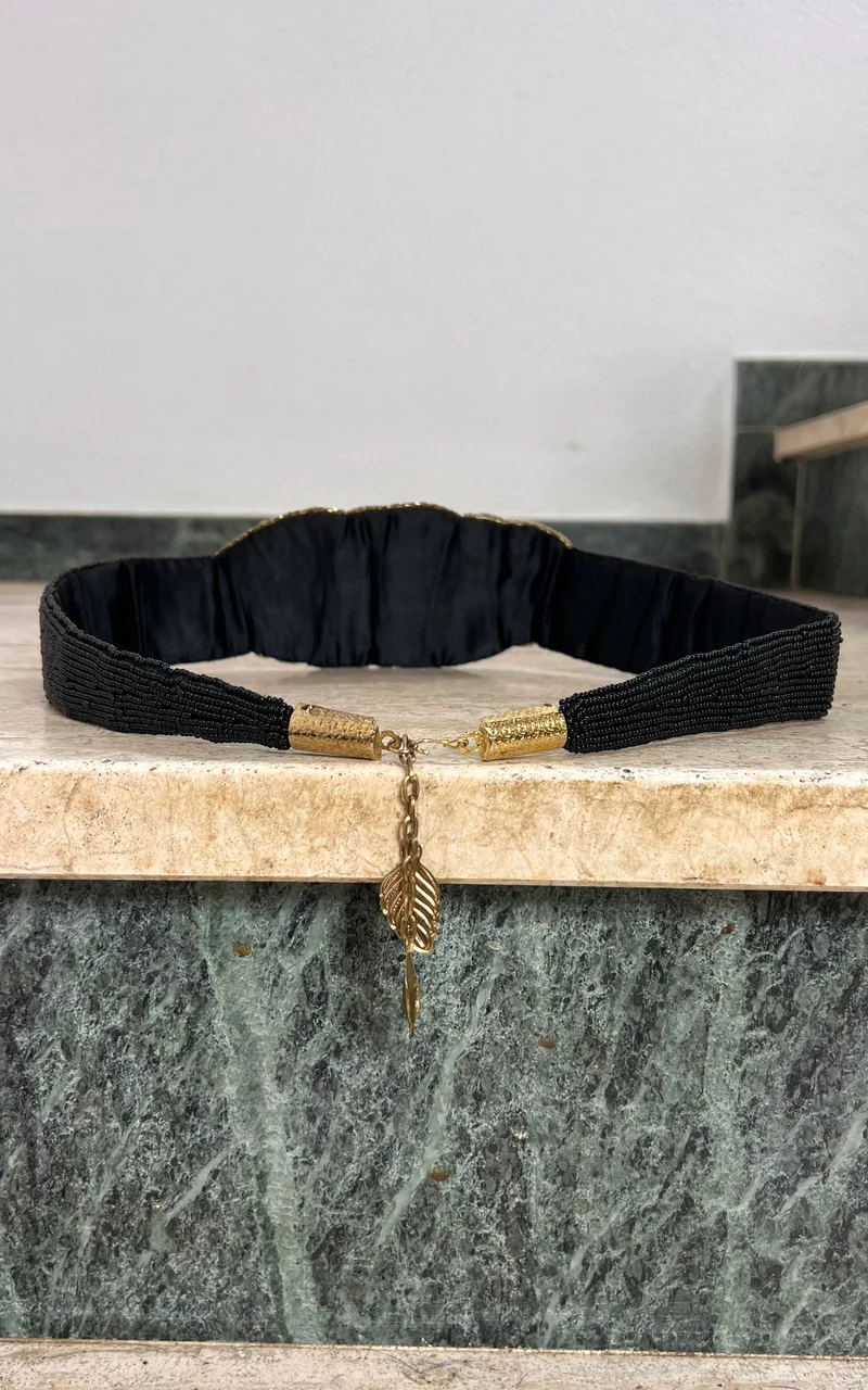 Vintage 70s Beaded Floral Waist Belt