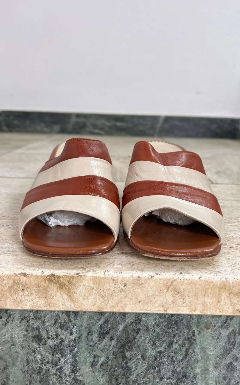 Vintage Italian Two-Tone Leather Mules 41