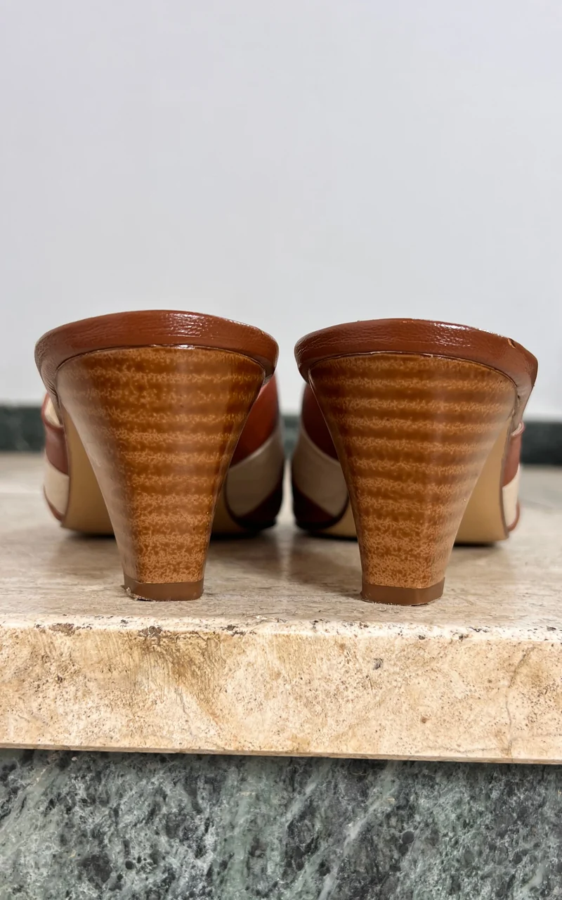 Vintage Italian Two-Tone Leather Mules 41
