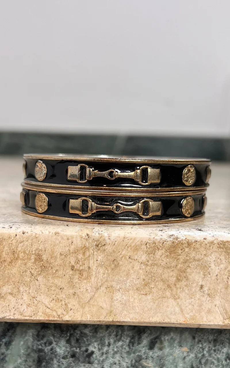 Vintage 70s Horsebit Armcuffs Bangles