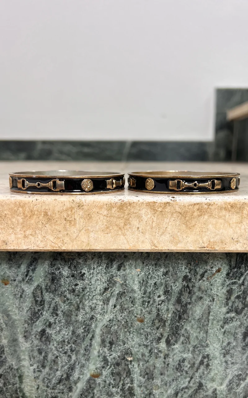 Vintage 70s Horsebit Armcuffs Bangles
