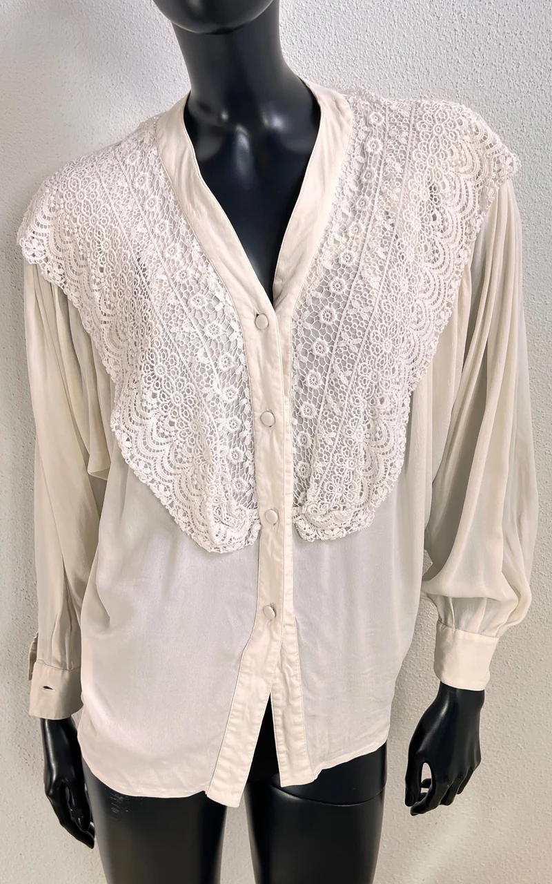 Vintage Lace Collar Silk Blouse