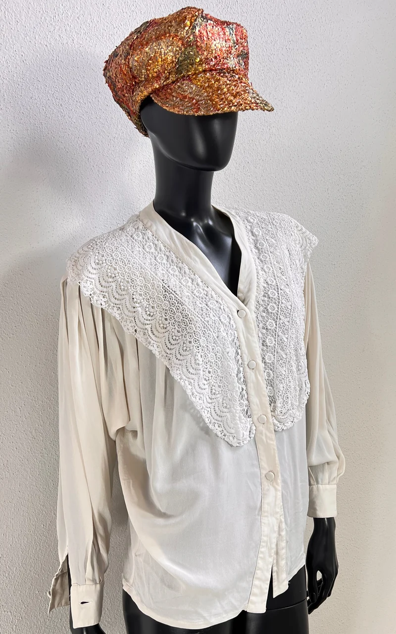 Vintage Lace Collar Silk Blouse