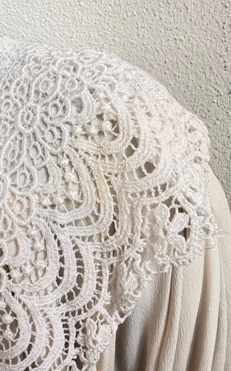 Vintage Lace Collar Silk Blouse