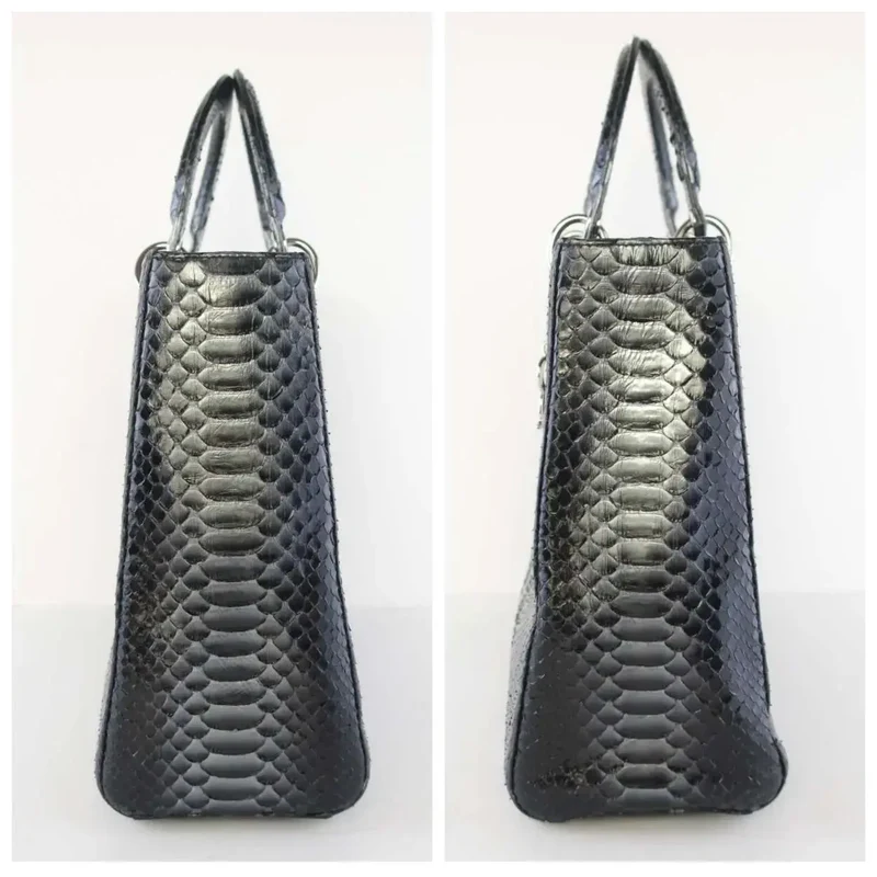 Christian Dior Black Python Large Lady Dior Bag