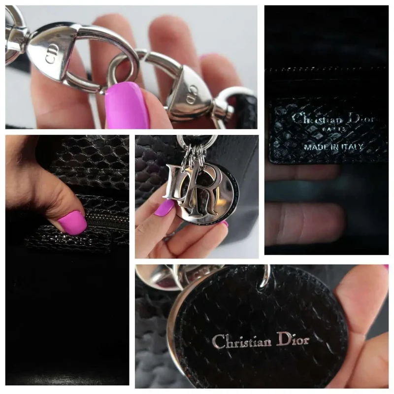 Christian Dior Black Python Large Lady Dior Bag