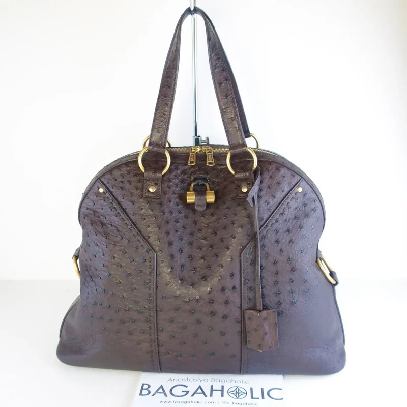 Yves Saint Laurent YSL Large Ostrich Muse Bag