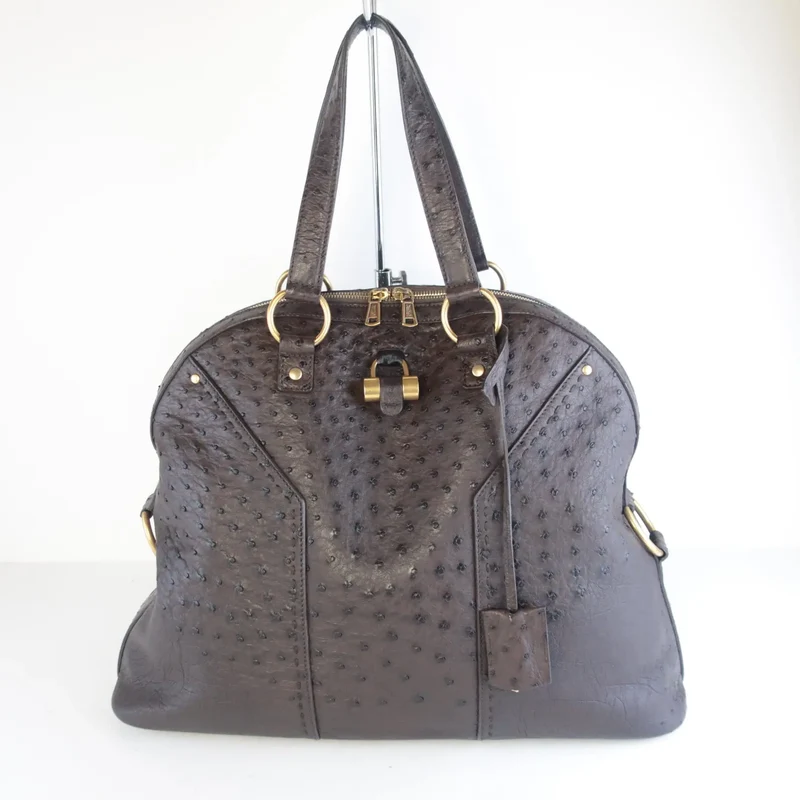 Yves Saint Laurent YSL Large Ostrich Muse Bag