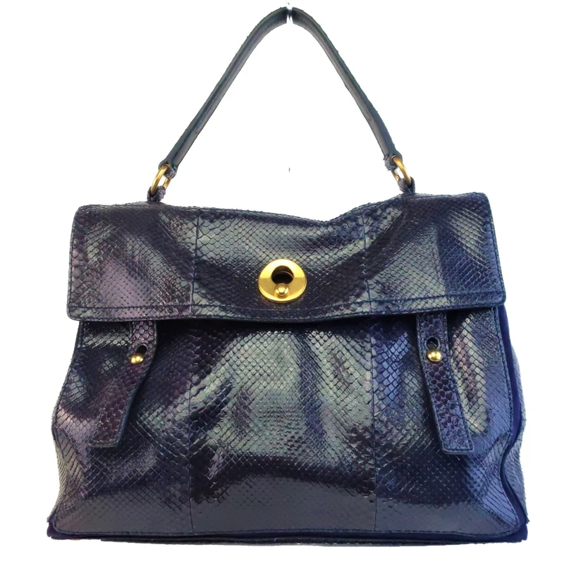 YSL Saint Laurent Blue Python Leather Muse 2 Handbag
