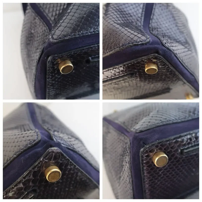 YSL Saint Laurent Blue Python Leather Muse 2 Handbag