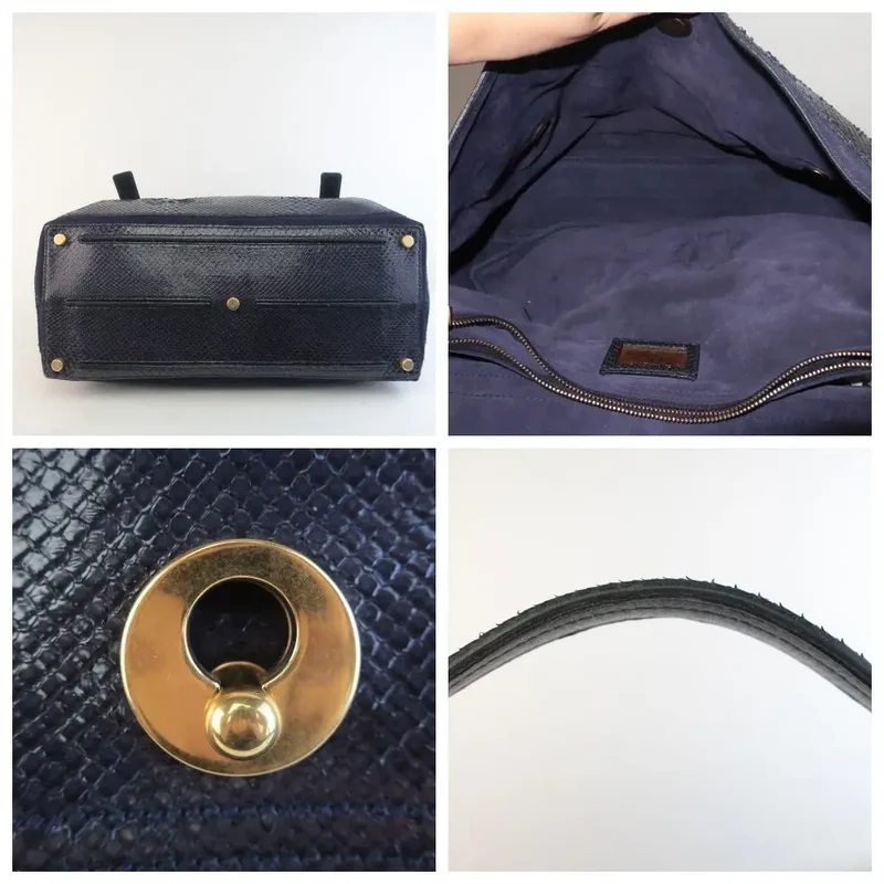 YSL Saint Laurent Blue Python Leather Muse 2 Handbag