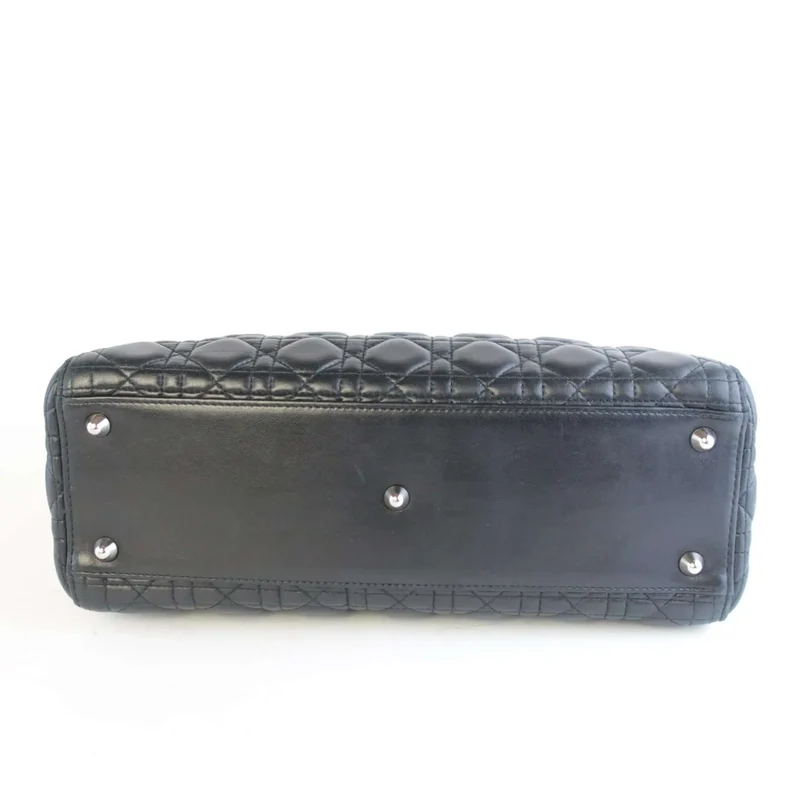 Christian Dior Black Cannage Lambskin Large Lady Dior Shoulder Bag