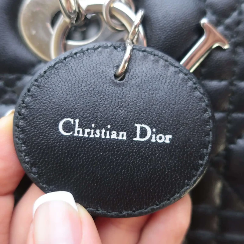 Christian Dior Black Cannage Lambskin Large Lady Dior Shoulder Bag