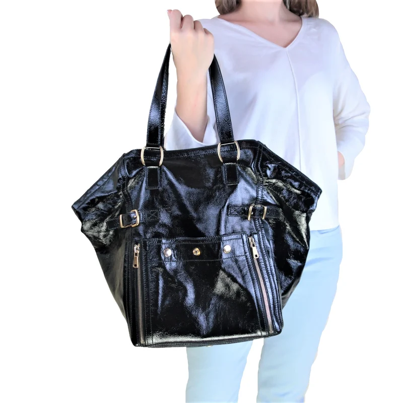 YSL Downtown Black Patent Leather Bag