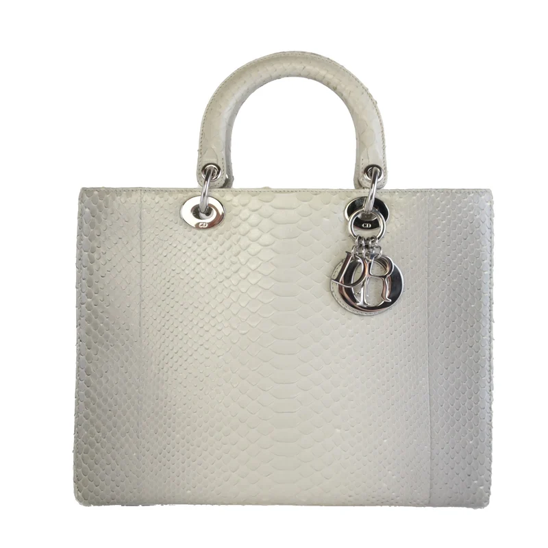 Dior Beige Python Large Lady Dior Shoulder Bag