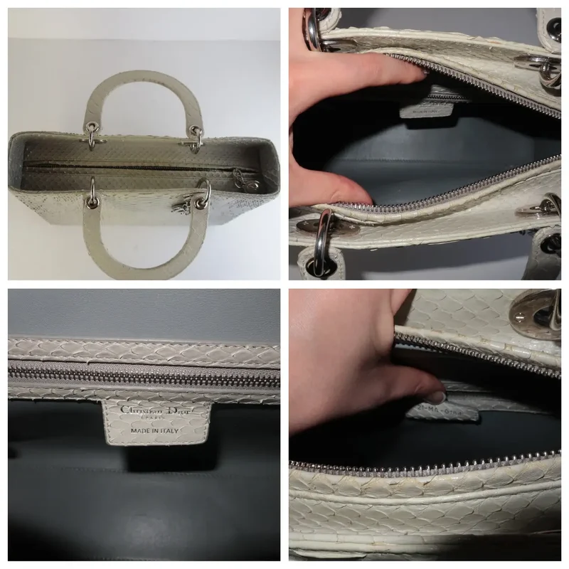 Dior Beige Python Large Lady Dior Shoulder Bag