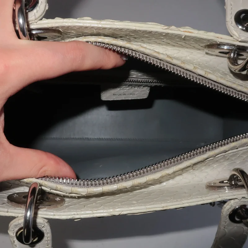 Dior Beige Python Large Lady Dior Shoulder Bag