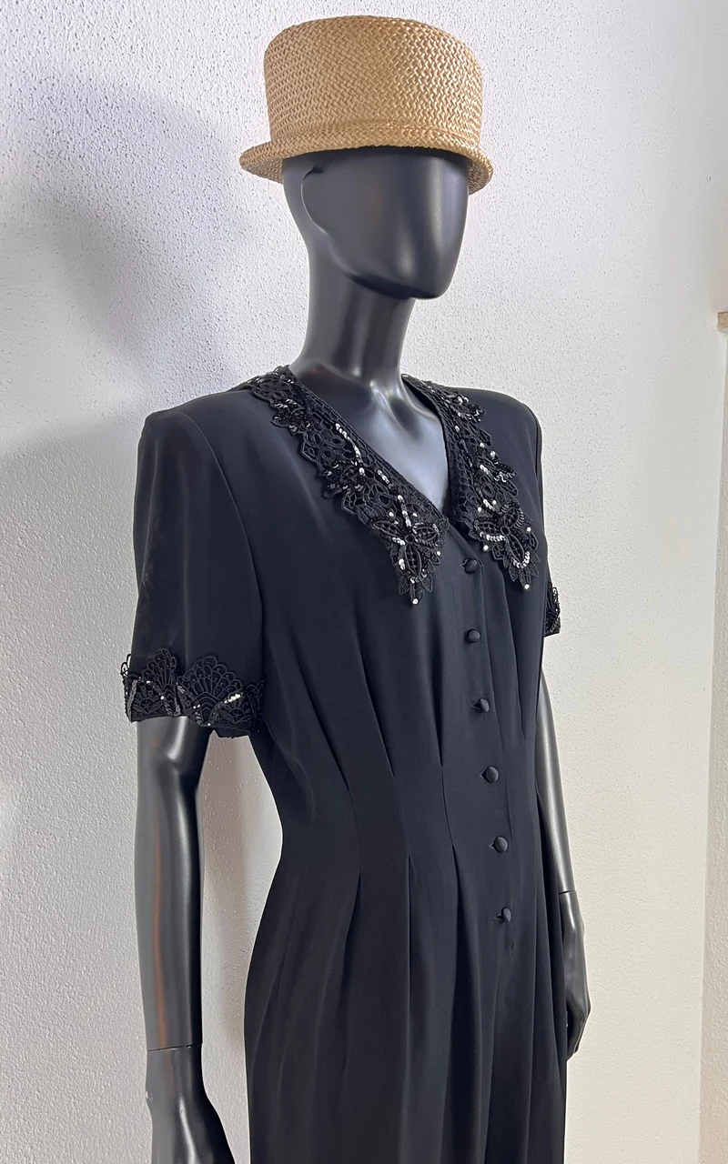 Vintage Chou Chou Overall with Beaded Lace Details
