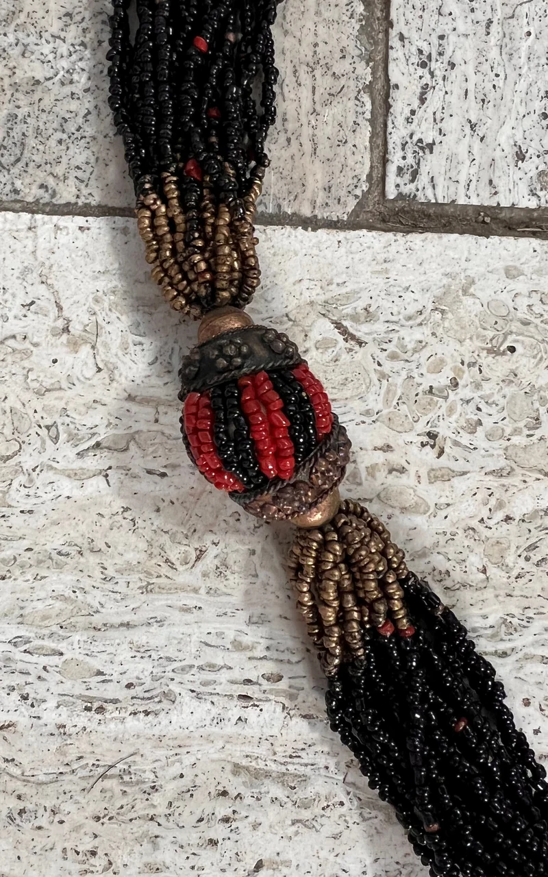 Vintage Tribal Multi-Strand Beaded Statement Necklace